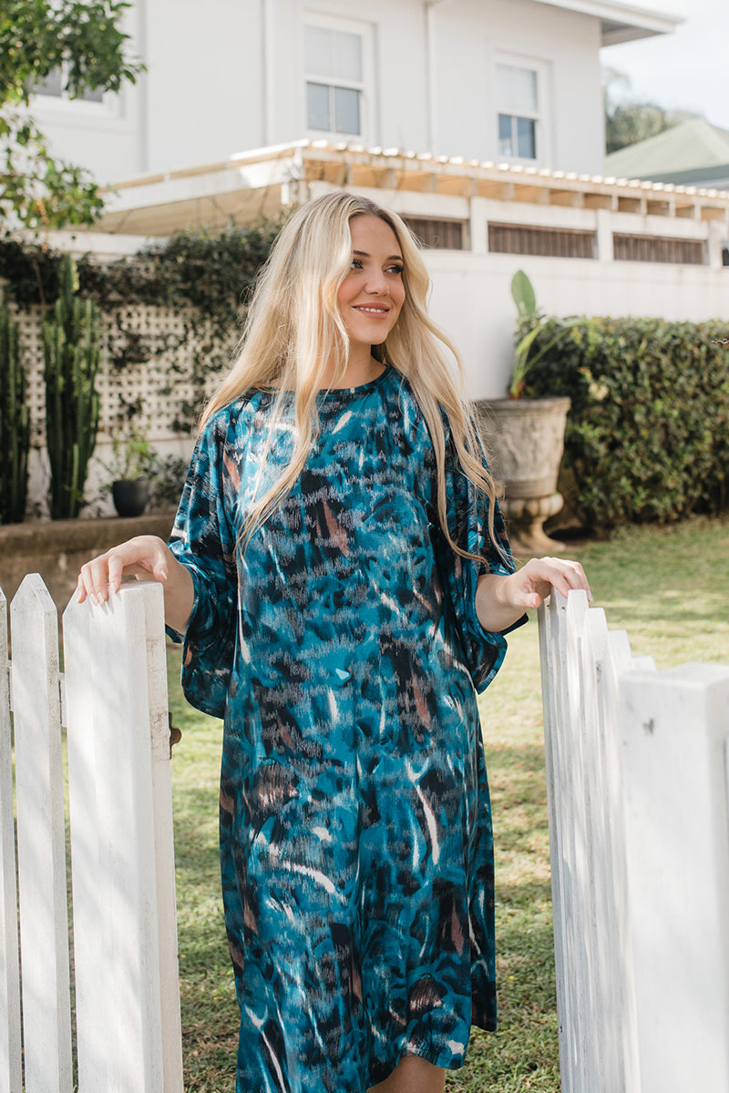Gypsy Sleeve Dress Blue