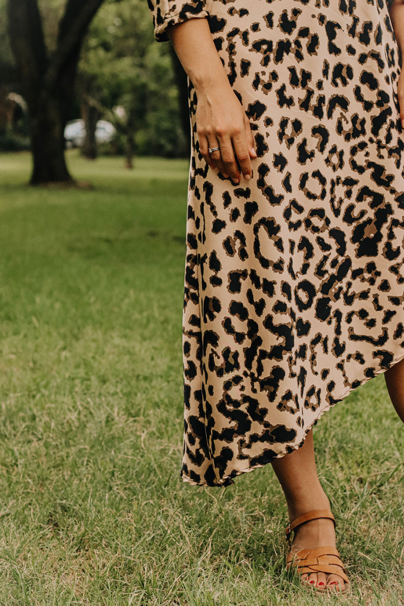 Kaftan Slant Dress in Leopard