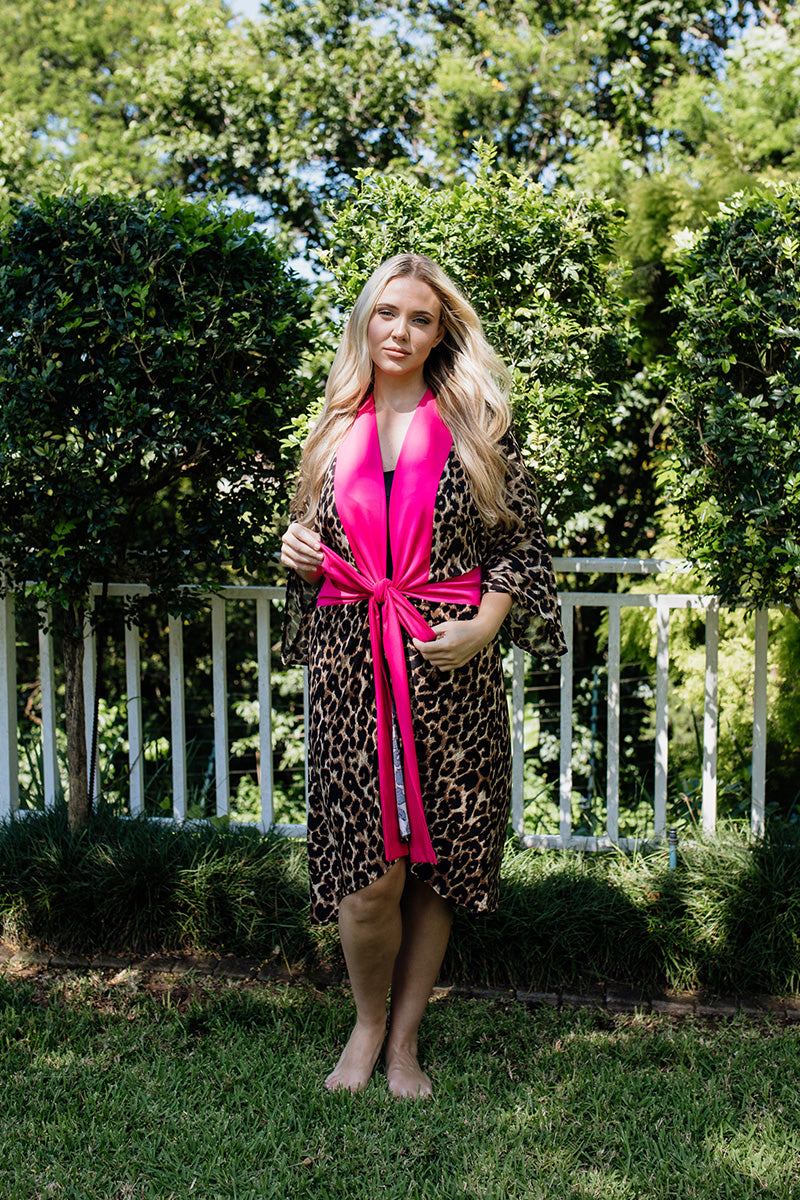 Front Tie Pinky Leopard