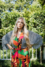 Front Tie Kaftan Night Jungle Bright