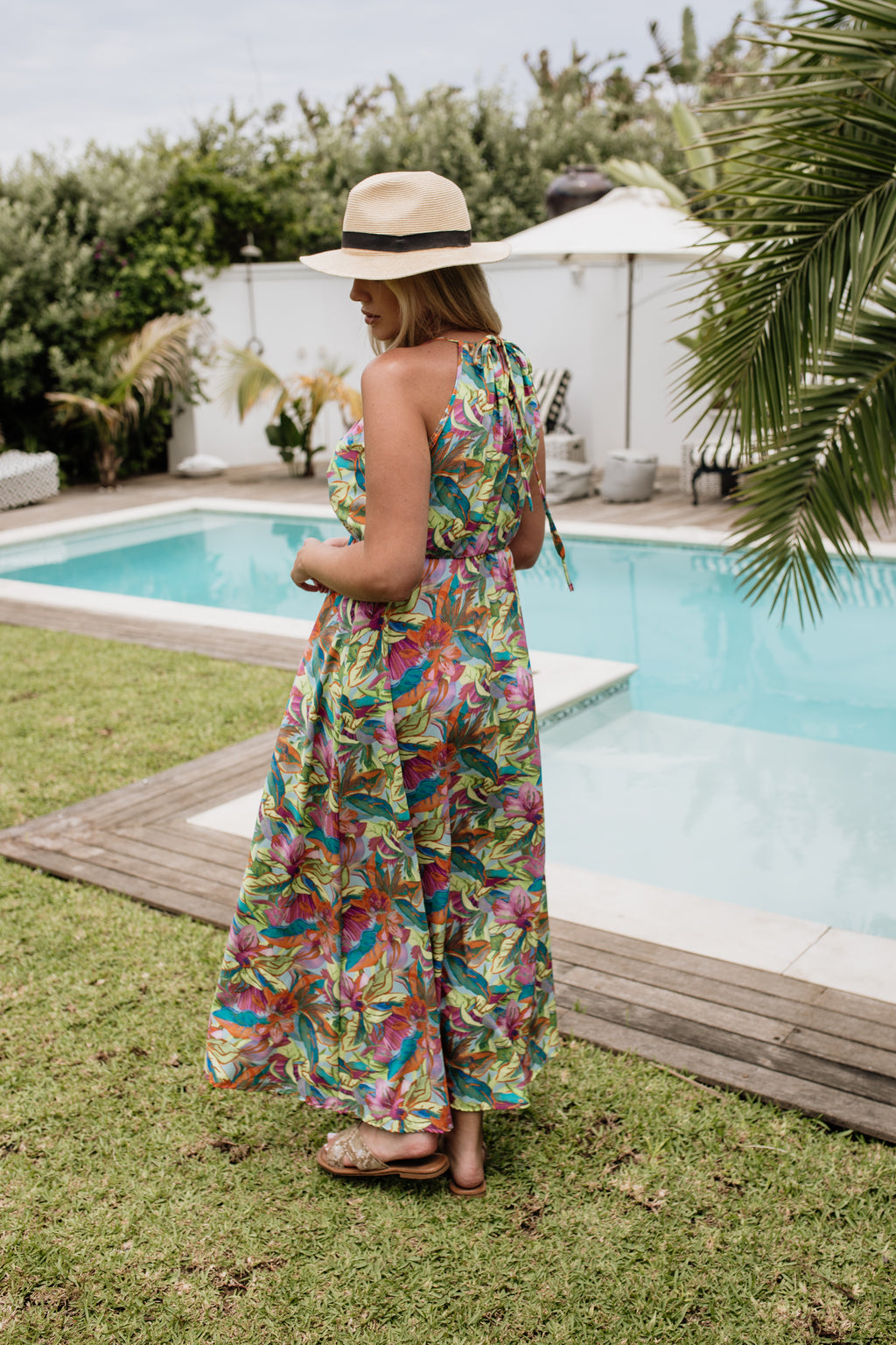 Sara Strappy Tropical Floral Dress