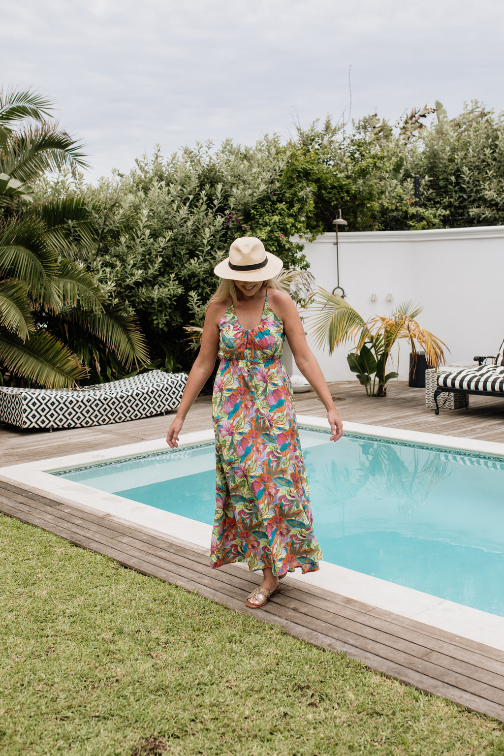 Sara Strappy Tropical Floral Dress