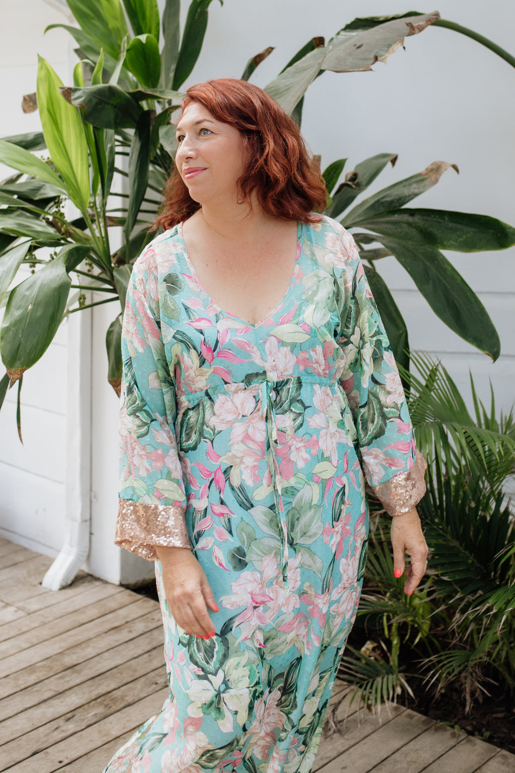 Rosa-lee Draw String Kaftan Dress Floral