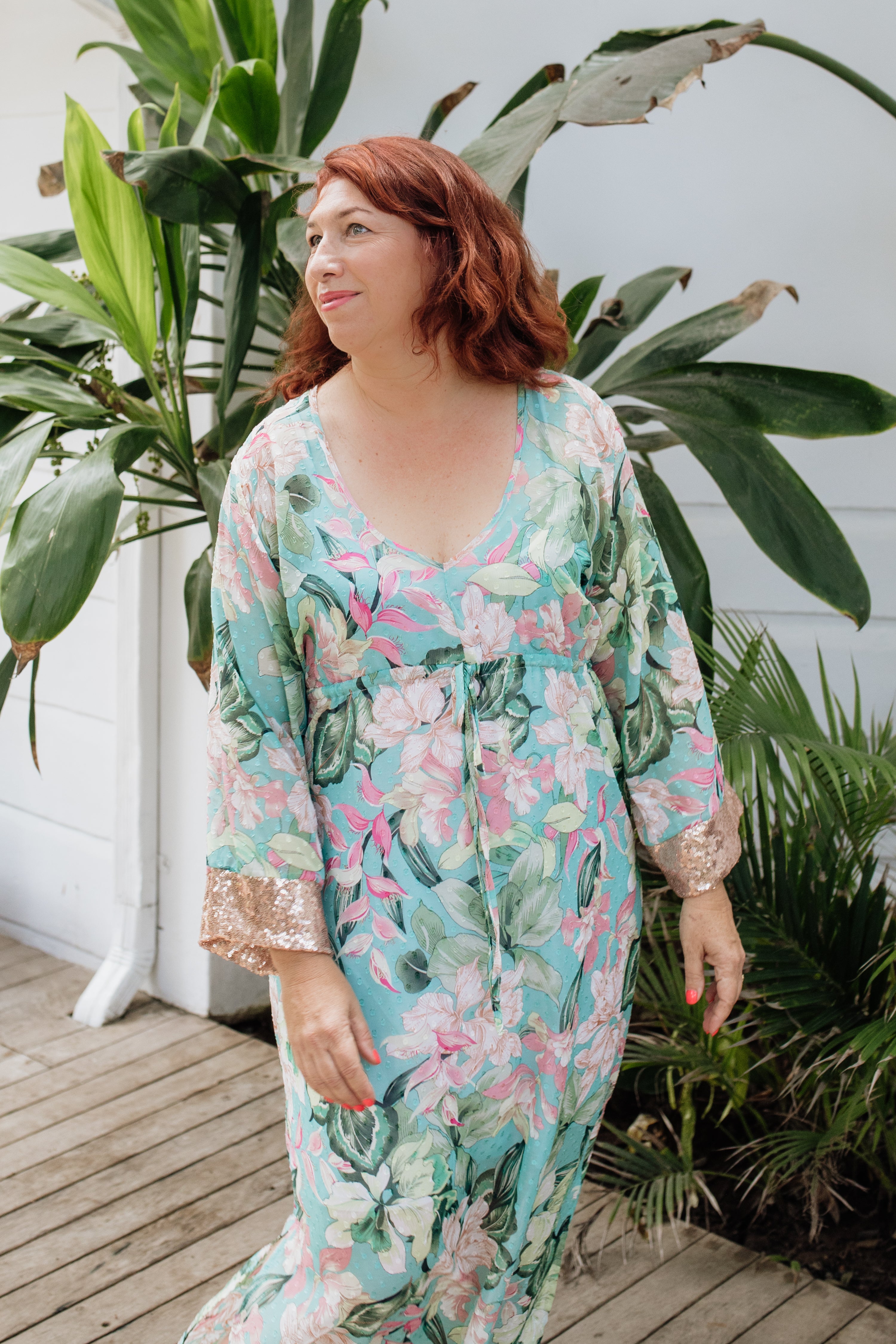 Rosa-lee Draw String Kaftan Dress Floral