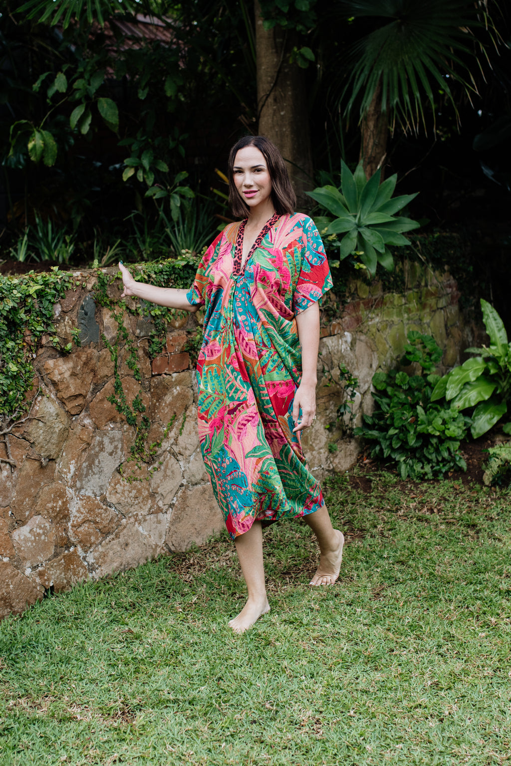 Lux Kaftan in Pink Floral