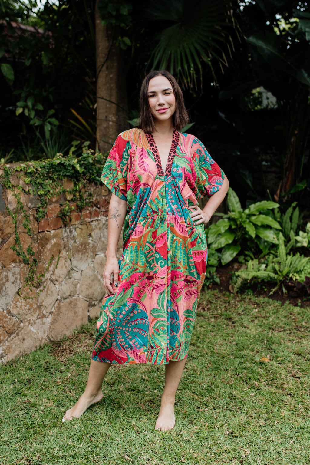 Lux Kaftan in Pink Floral