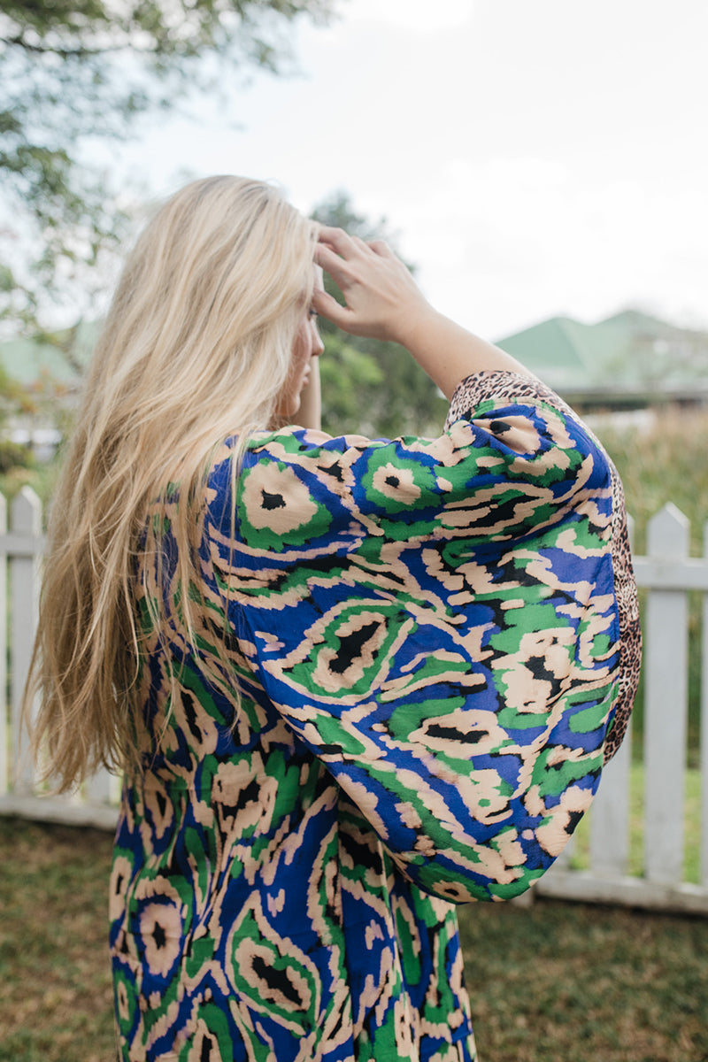 Long Border Kimono Lola in Green