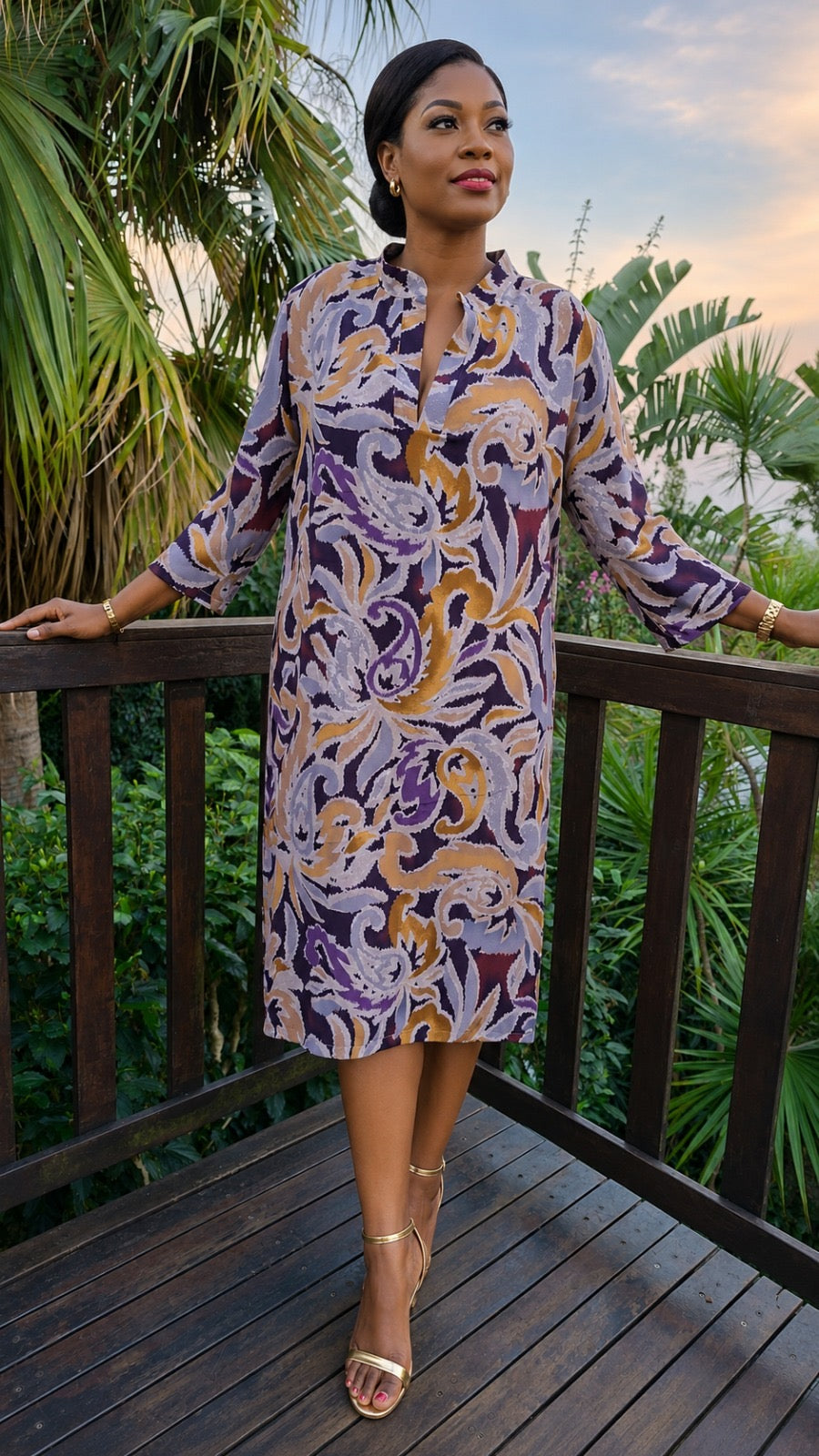 Long Larissa Dress in Swirl