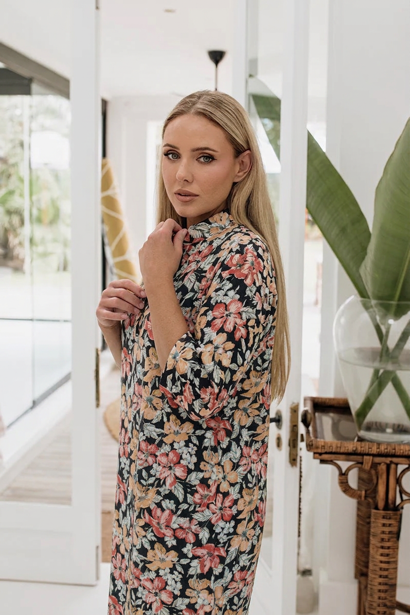 Long Larissa Dress in Hibiscus