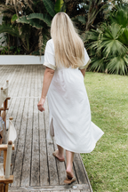 Free Flow Shirt Dress in White & Gold