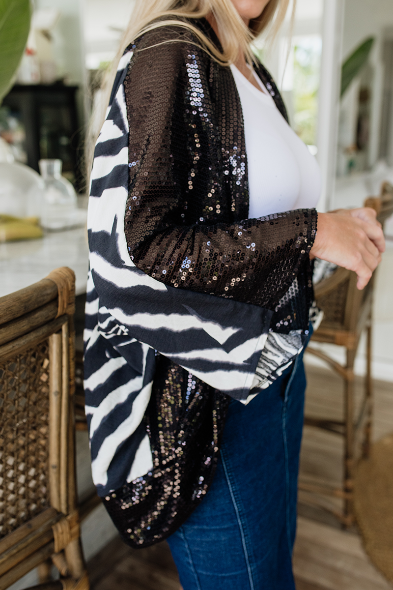 Zebra Sequin Shrug